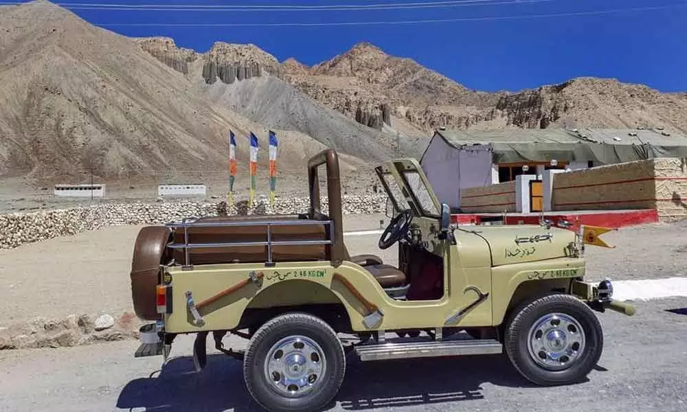 Jeep captured from Pak in 1971 stands as war trophy in Army camp near Leh