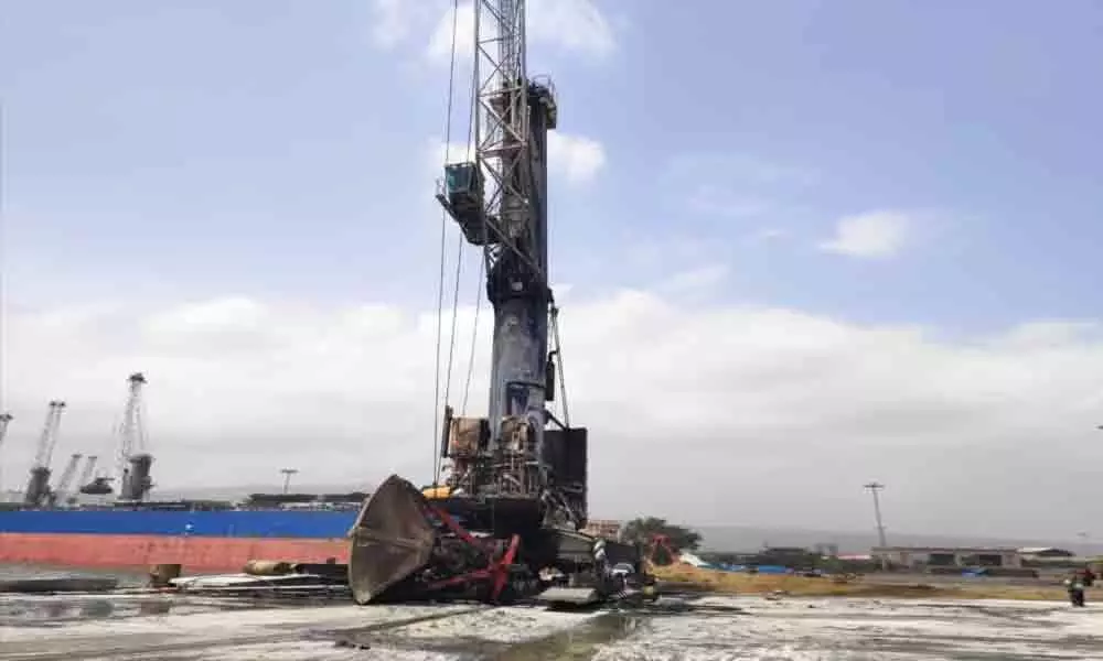 Crane catches fire at Vizag port