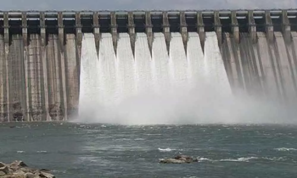 Eight crest gates of Nagarjuna Sagar lifted