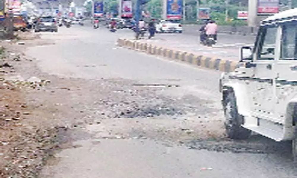 Kukatpally road in bad state of condition