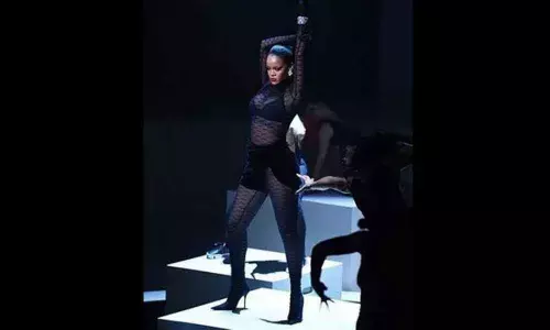 Rihanna revealed her range of designer lingerie at NYFW