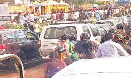 Traffic congestion at Kompally junction