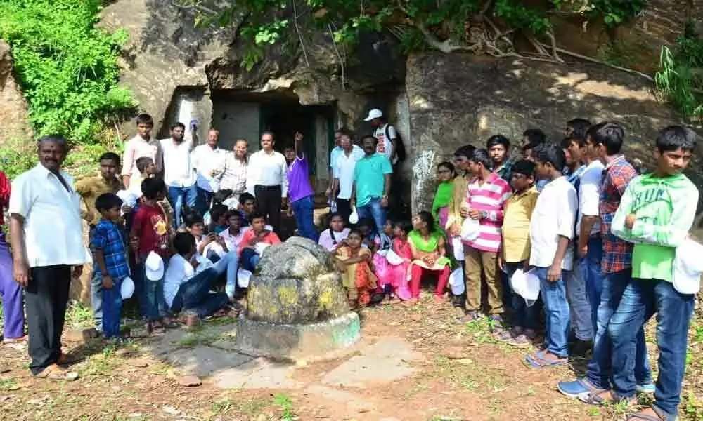 70 students trek Ambapuram Cave in Vijayawada