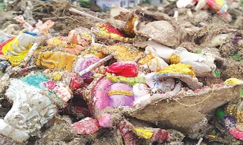 Debris from immersion ponds dumped in the open