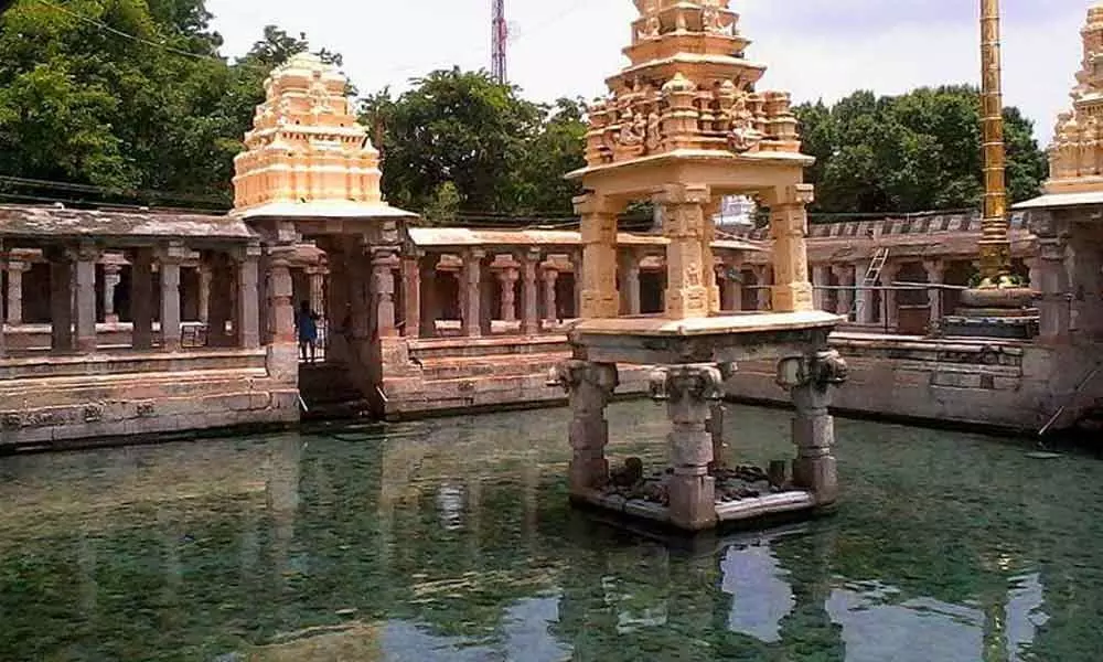 Mahanandeeshwara temple in Mahanandi submerged with flood waters