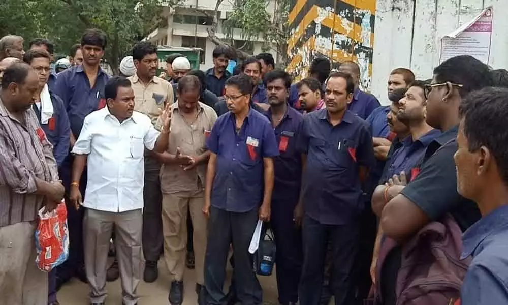 TSRTC employees stage protest