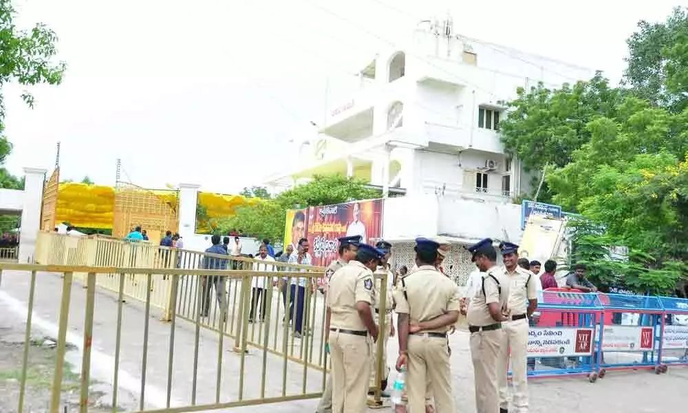 Security beefed up at  TDP office in Guntur city