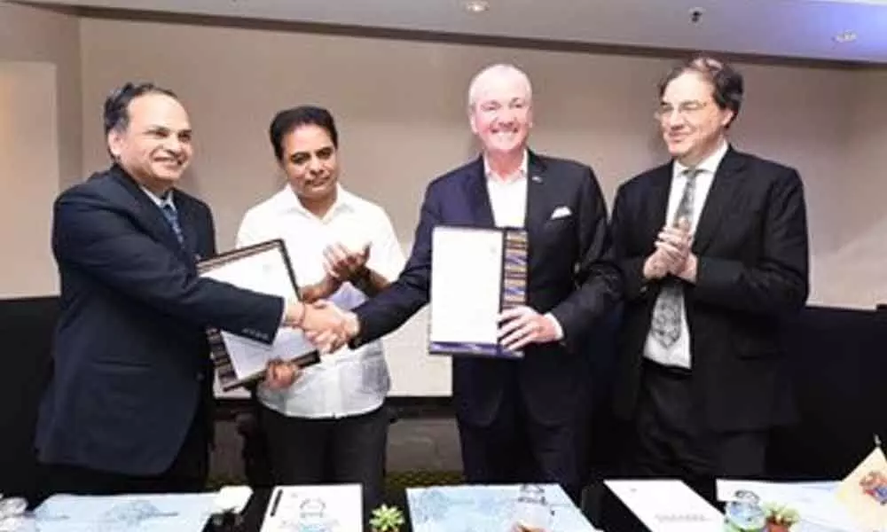 Image result for Sister State Partnership agreement signed between Telangana & New Jersey