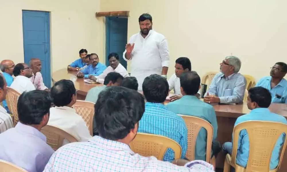 Kuna Srisailam Goud attends workers meet at Medchal