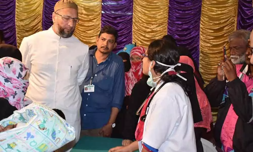 Asaduddin Owaisi oversees GHMCs free medical camps
