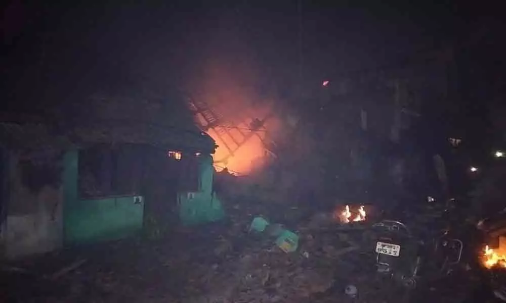 3 houses collapse in crackers explosion in Vizianagaram