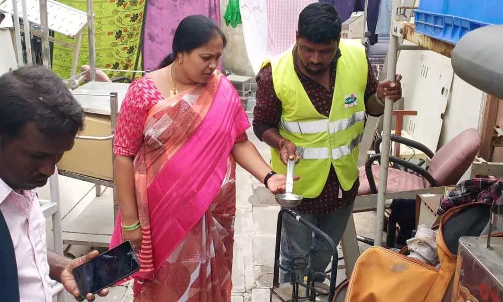 Corporator Cheruku Sangeetha inspects sanitation drive in Sai Sapthagiri Colony