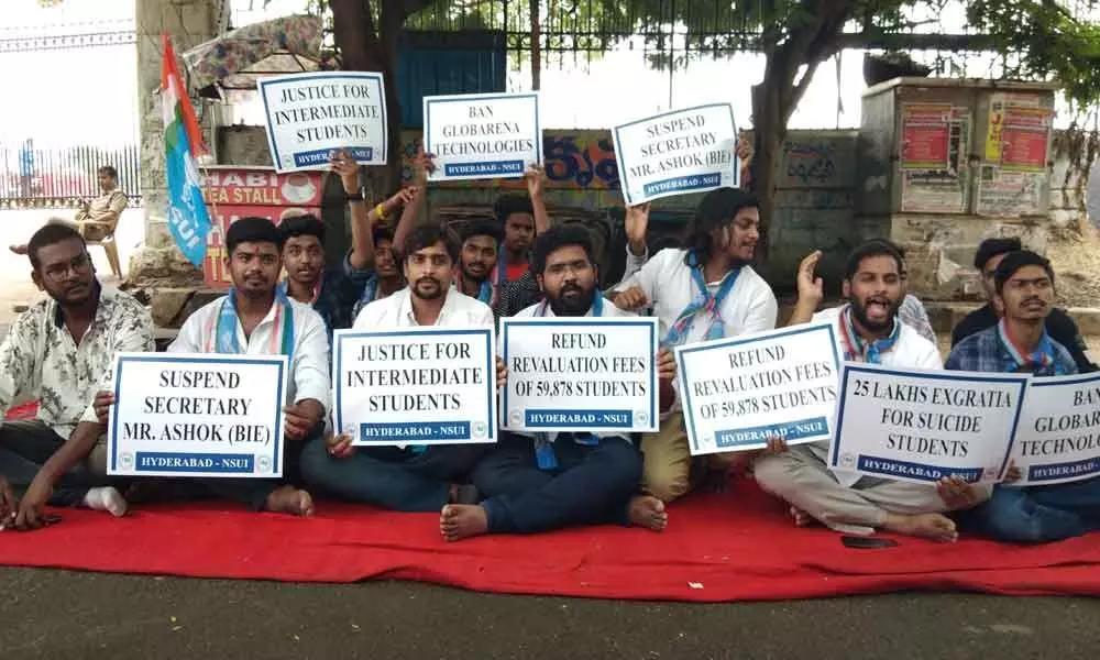 National Students Union of India protests over Inter results fiasco