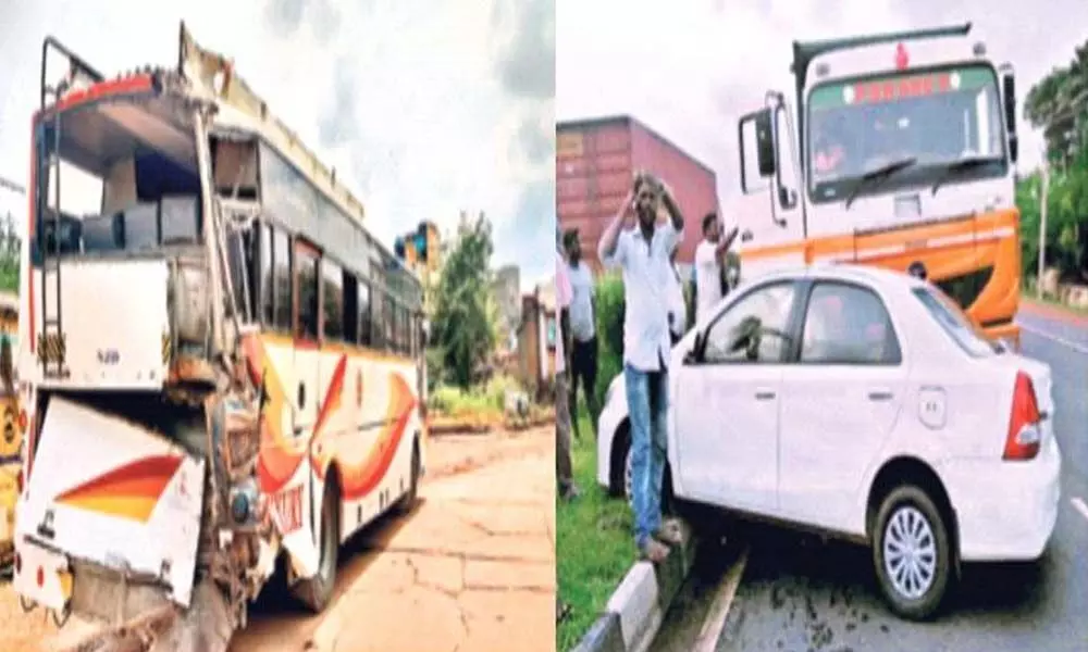 Lorry hits RTC bus in Nellore district