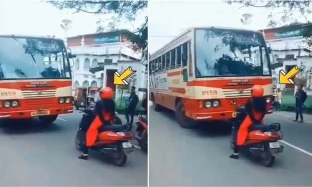 Watch: Mighty Kerala woman takes on intimidating bus in viral video