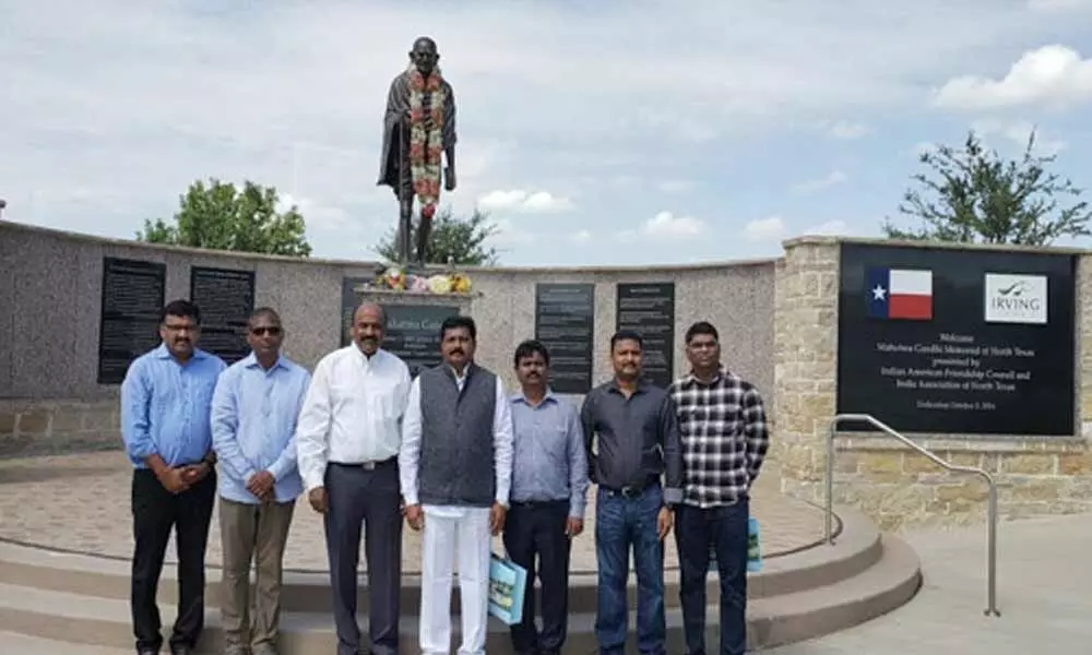 MP Lingaiah Yadav paid tribute to Mahatma Gandhi in Dallas