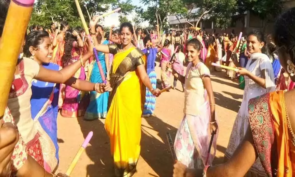 Students, teachers join Bathukamma festivity