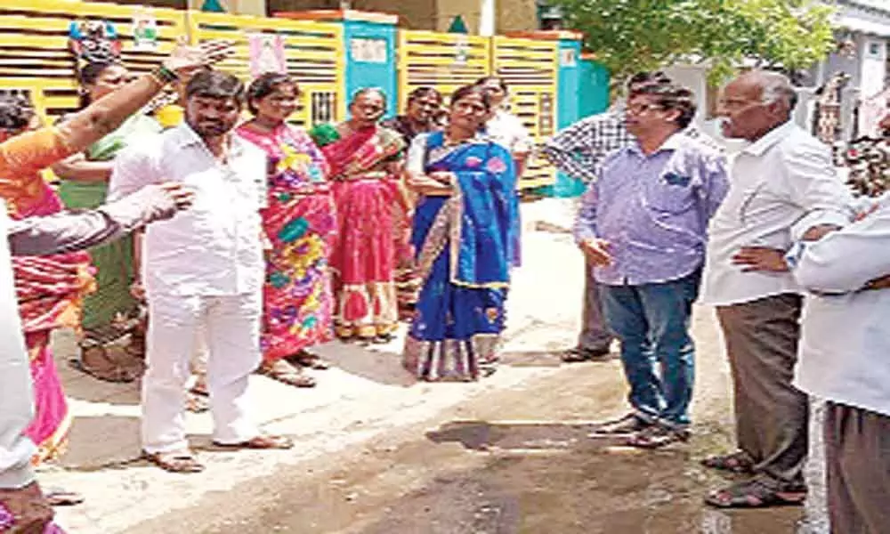 Corporator Alakunta Saraswathi assures residents of new drain line