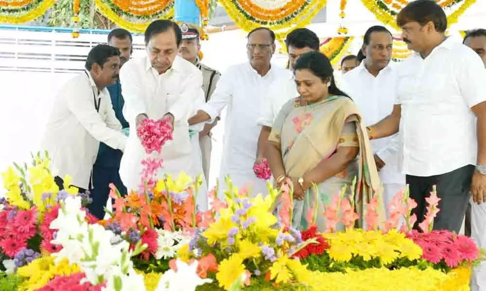 Telangana Governor, CM pay floral tributes to Mahatma