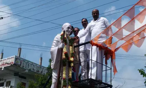Floral tributes paid to Gandhiji