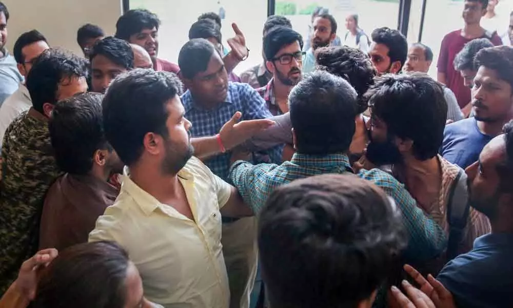 JNU left wing protests against lecture on abrogation of Art 370
