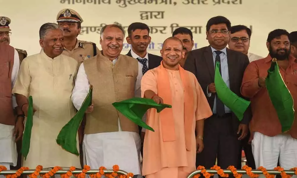 Yogi flags off Tejas Express in Lucknow