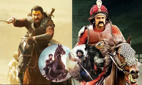 Chiru gallops past Prabhas, Charan in horse-riding