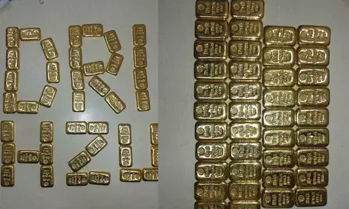 Rs 1.84 Crore worth 42 smuggled gold bars seized at RGIA, Shamshabad; 3 held