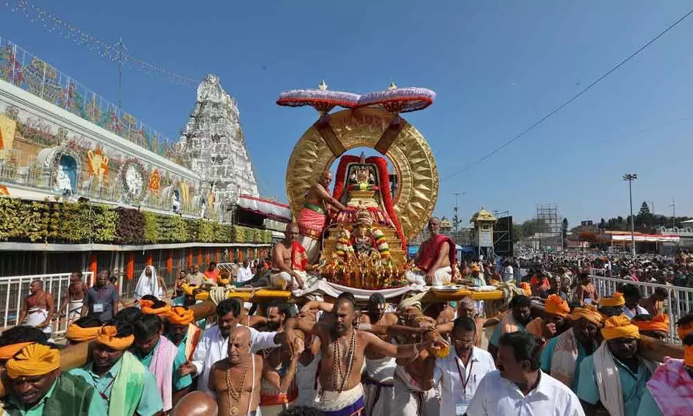 Surya Prabha, Chandra Prabha Vahana Sevas enthral devotees in Tirumala