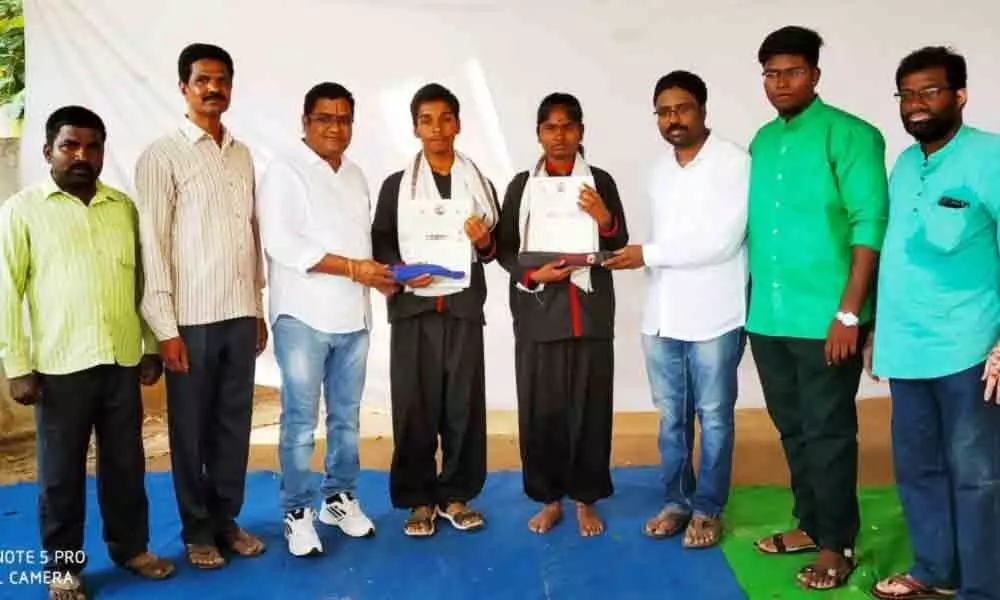 Martial art academy presents belts to karate students in Nizamabad