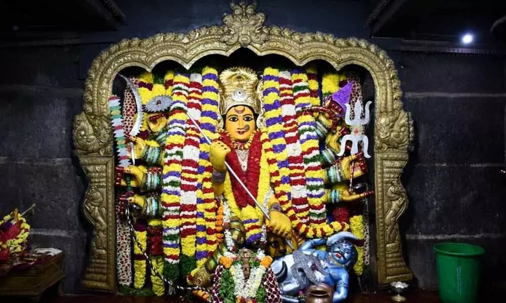 Bhadrakali appears as Mahishasuramardhini