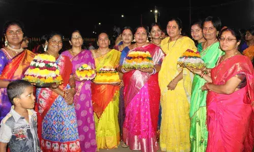MLC Egge Mallesham takes part in Bathukamma fete