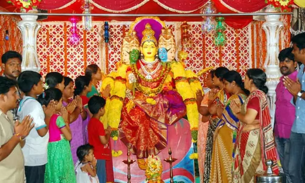 Dussehra Fervour All Over Two States: Durga Goddess Worshipped As Rajarajeshwari Devi