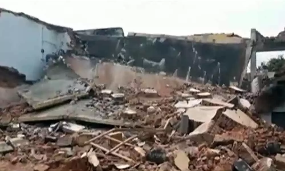 Government School Building Collapsed Due To Incessant Rains in Vizianagaram