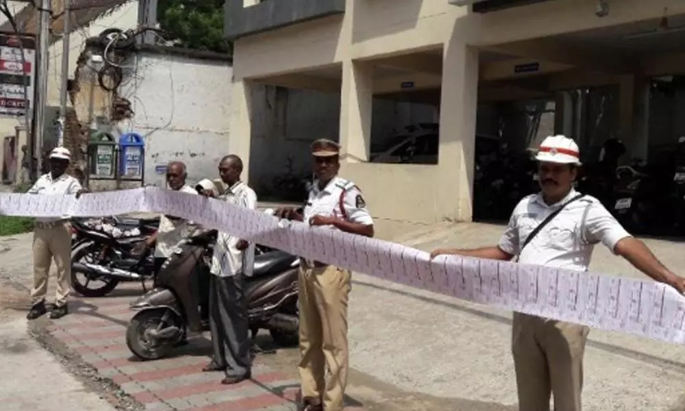 Motorist with 73 traffic challans caught by Hyderabad police