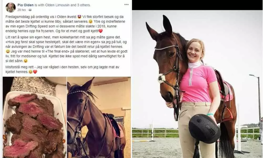 Young girl eats her pet horse, posted it on Facebook