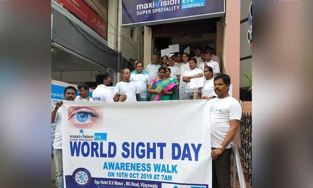 Awareness walk on eye sight organised  in Vijayawada