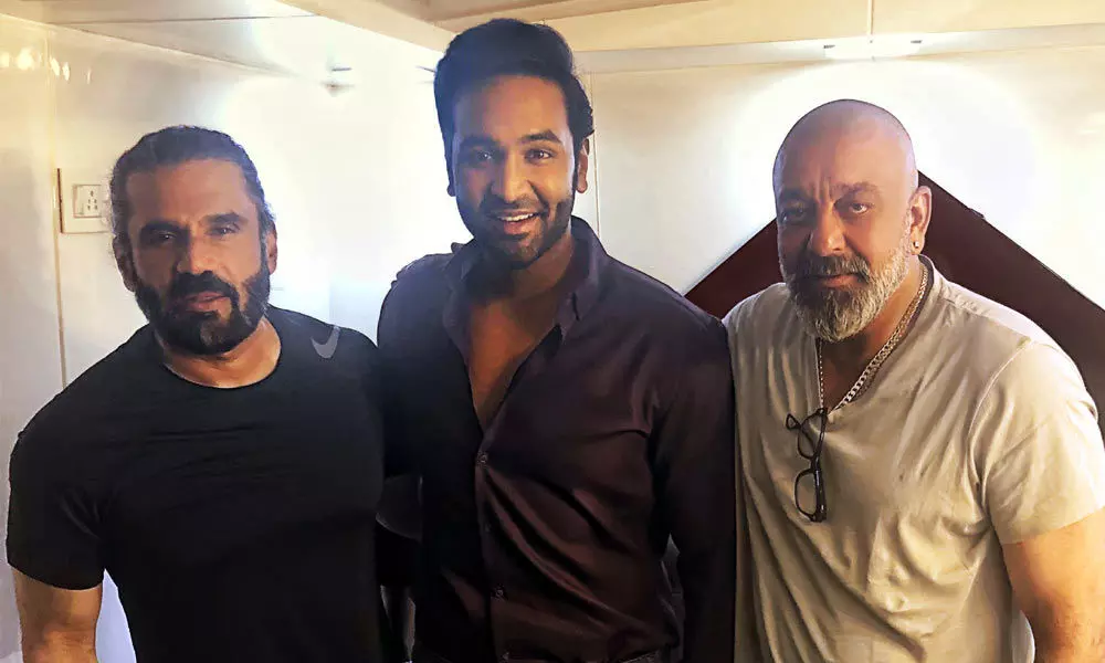 Sanjay Dutt spotted at Vishnu Manchus Shoot, Whats brewing?