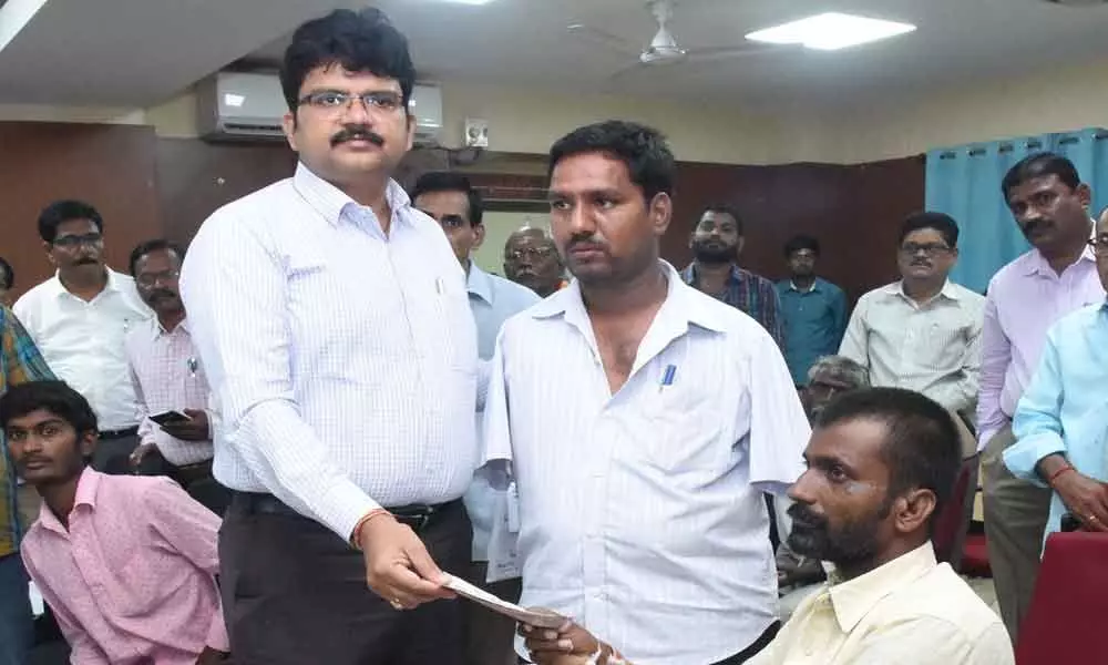 Collector M Hanumantha Rao receives pleas at Prajavani