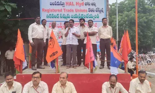 Hindustan Aeronautics Limited staff stage dharna, demand 15% fitment