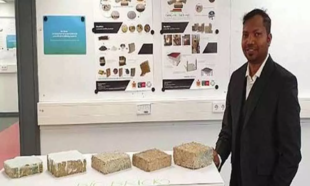 PhD scholar of IIT Hyderabad creates bio-bricks from agri waste