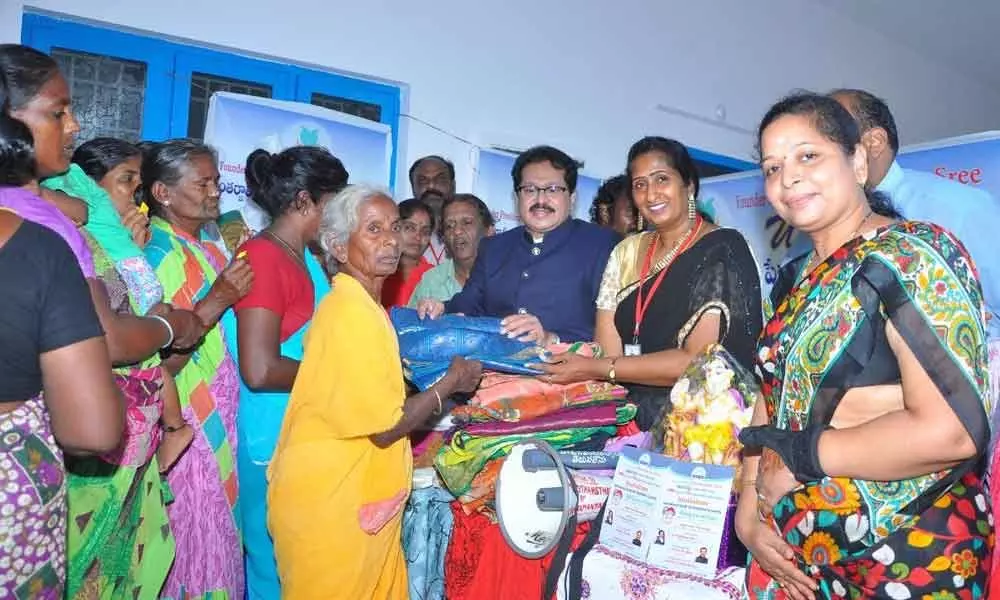 Old clothes distributed to the poor in Vijayawada