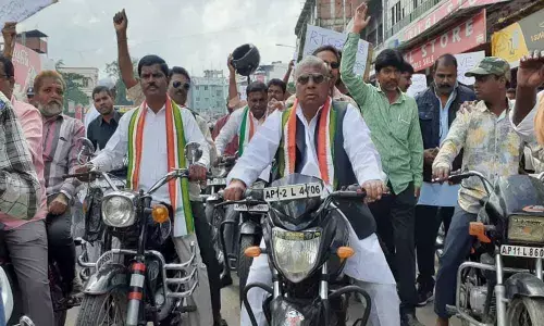 V Hanumantha Rao takes part in bike rally of RTC JAC
