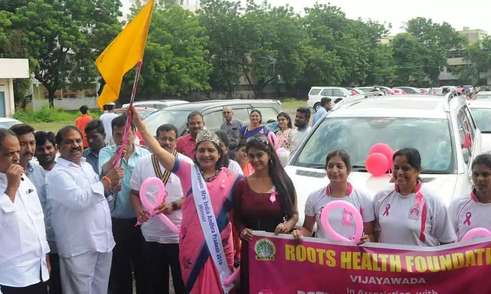 Cancer Awareness: Women take out car rally in Vijayawada