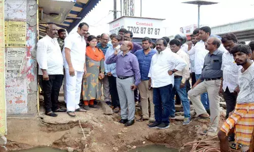 MLA Devireddy Sudheer Reddy asks officials to repair drain pipeline