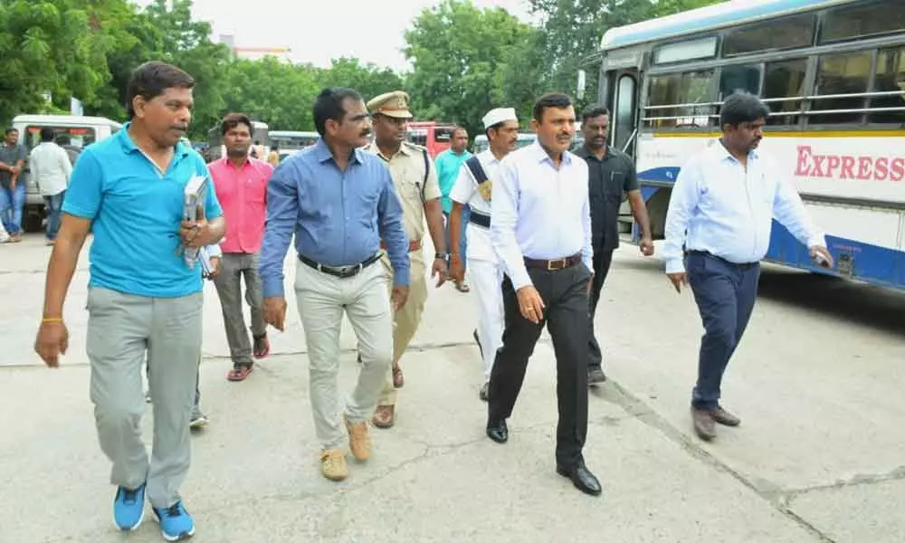 Collector Dr. A Sharath inspects Jagtial bus depot