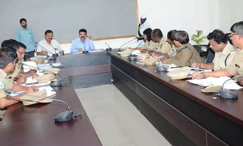 Collector Dr MV Reddy holds review meet with forest staff