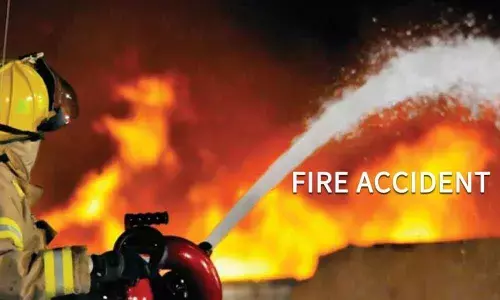 A Major fire broke at CR shoe Mart In Kadapa