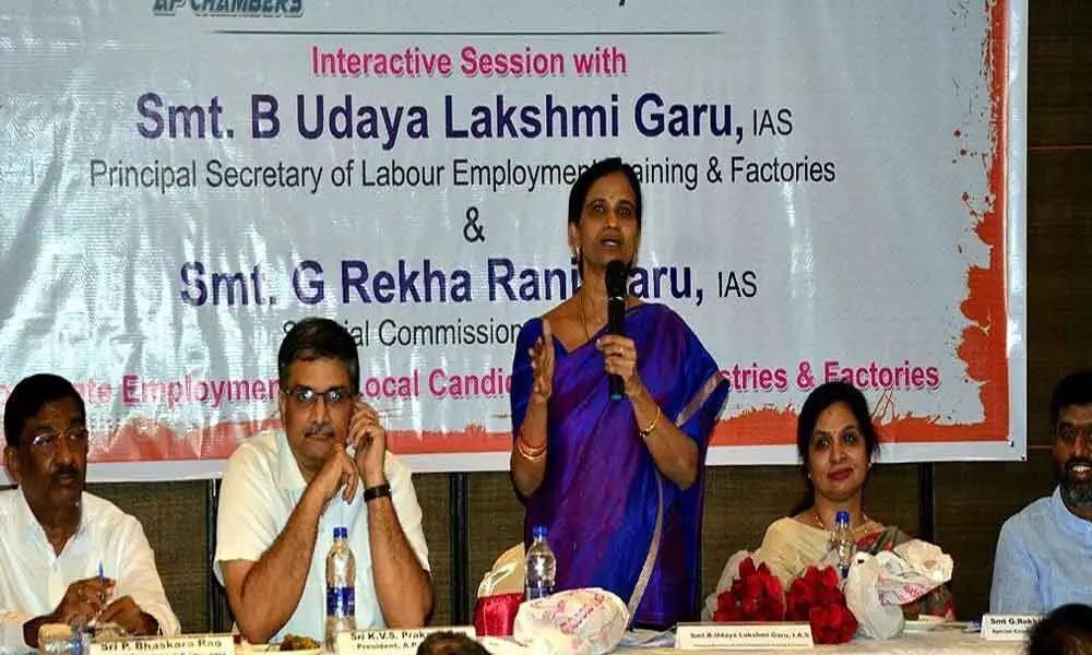 AP Chambers urged to support govt in implementing jobs for locals: B Udaya Lakshmi