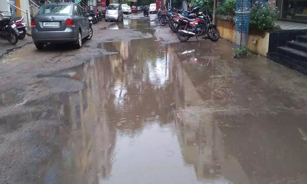 Rainwater inundates low-lying areas in Guntur